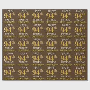 Papel De Regalo Brown, falso oro "94.o CUMPLEAÑOS FELIZ "
