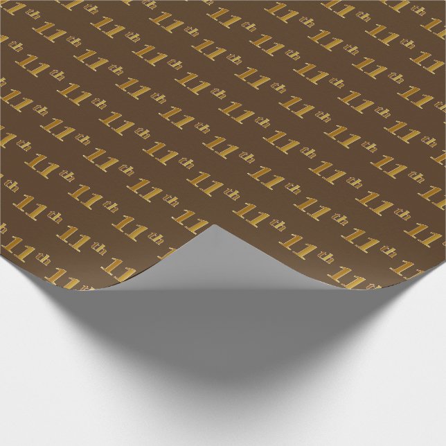 Papel De Regalo Brown, Faux Gold 11º (Undécimo) Evento (Esquina)