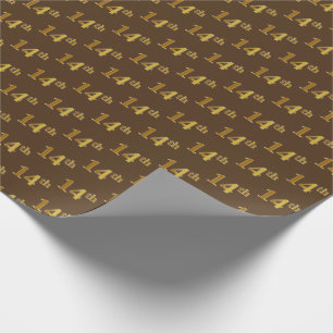 Papel De Regalo Brown, Faux Gold 14th (Decimocuarto) Event