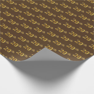 Papel De Regalo Brown, Faux Gold 20th (Vigésimo) Event