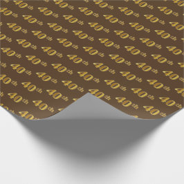 Papel De Regalo Brown, Faux Gold 40th (cuadragésimo) Event