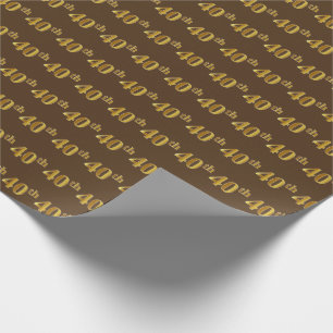 Papel De Regalo Brown, Faux Gold 40th (cuadragésimo) Event
