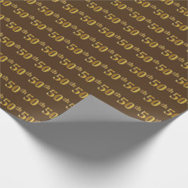 Papel De Regalo Brown, Faux Gold 50th (Cincuenta) Event