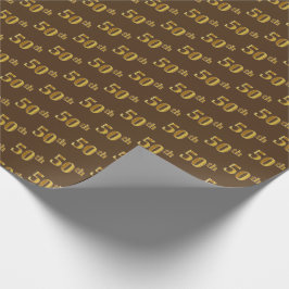 Papel De Regalo Brown, Faux Gold 50th (Cincuenta) Event