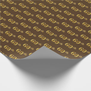 Papel De Regalo Brown, Faux Gold 60th (Sexagésimo) Event