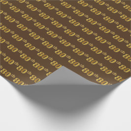 Papel De Regalo Brown, Faux Gold 80th (Ochenta) Event
