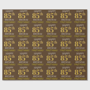 Papel De Regalo Brown, Faux Gold "FELIZ 85 cumpleaños"