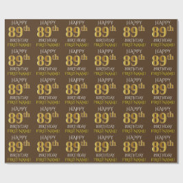 Papel De Regalo Brown, Faux Gold "FELIZ 89º CUMPLEAÑOS"