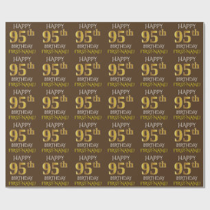 Papel De Regalo Brown, Faux Gold "FELIZ 95º CUMPLEAÑOS"
