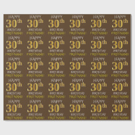 Papel De Regalo Brown, Faux Gold "FELIZ CUMPLEAÑOS 30"