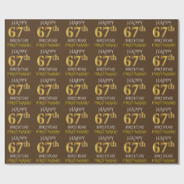 Papel De Regalo Brown, Faux Gold "FELIZ CUMPLEAÑOS 67"