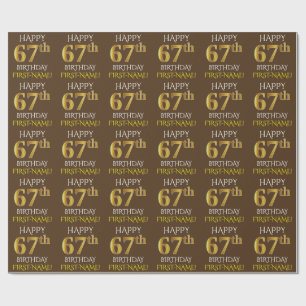 Papel De Regalo Brown, Faux Gold "FELIZ CUMPLEAÑOS 67"