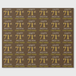 Papel De Regalo Brown, Faux Gold "FELIZ CUMPLEAÑOS 71"