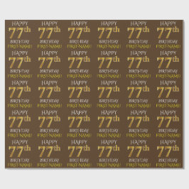 Papel De Regalo Brown, Faux Gold "FELIZ CUMPLEAÑOS 77"