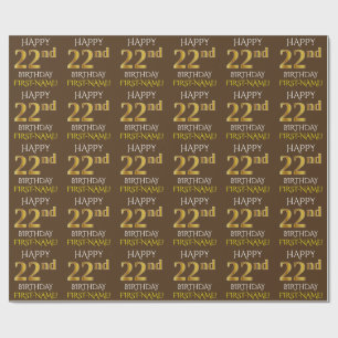 Papel De Regalo Brown, Faux Gold "FELIZ DÍA 22"