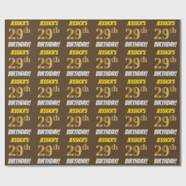 Papel De Regalo Brown, Faux/Imitation Gold, "29th BIRTHDAY"