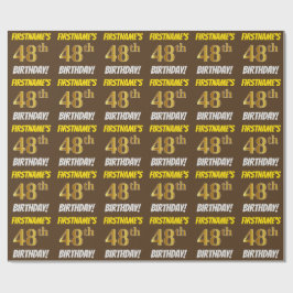 Papel De Regalo Brown, Faux/Imitation Gold, "48th BIRTHDAY"