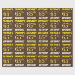 Papel De Regalo Brown, Faux/Imitation Gold, "65th BIRTHDAY"