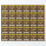 Papel De Regalo Brown, Faux/Imitation Gold, "70th BIRTHDAY"<br><div class="desc">Este diseño de papel envolvente incluye un mensaje como "¡CUMPLEAÑOS 70 DE PRIMER NOMBRE!", mientras que el "70" tiene un aspecto de color falso/imitación de color dorado, y con el nombre y el "CUMPLEAÑOS" en un tipo de letra divertido y audaz. El nombre es personalizable y el fondo es marrón....</div>