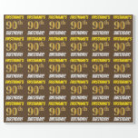 Papel De Regalo Brown, Faux/Imitation Gold, "90th BIRTHDAY"<br><div class="desc">Este diseño de papel envolvente incluye un mensaje como "¡CUMPLEAÑOS 90 DE FIRSTNAME!", en el que el "90" tiene un aspecto de color falso/imitación de color dorado, y con el nombre y el "CUMPLEAÑOS" en un tipo de letra divertido y audaz. El nombre es personalizable y el fondo es marrón....</div>