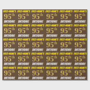 Papel De Regalo Brown, Faux/Imitation Gold, "95th BIRTHDAY"
