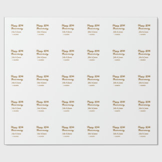 Papel De Regalo Brown golden happy 20th anniversary name datsimple