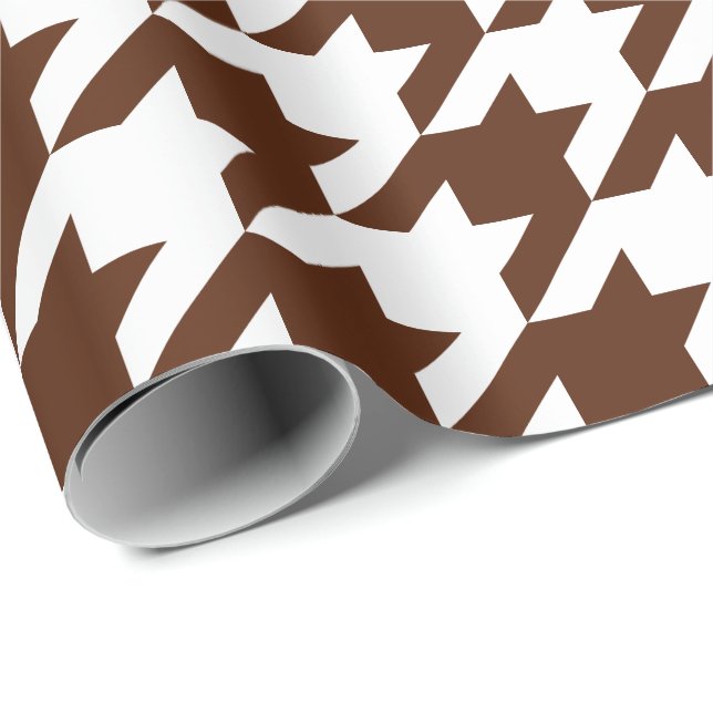 Papel De Regalo Brown grande y Houndstooth blanco (Esquina del rollo)
