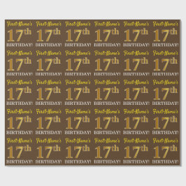 Papel De Regalo Brown, Imitation Gold Look "17th BIRTHDAY"