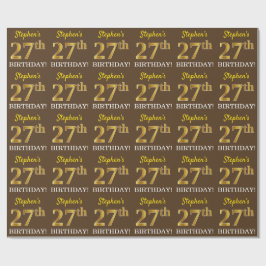 Papel De Regalo Brown, Imitation Gold Look "27th BIRTHDAY"