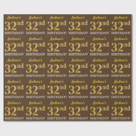 Papel De Regalo Brown, Imitation Gold Look "32nd BIRTHDAY"