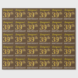 Papel De Regalo Brown, Imitation Gold Look "39th BIRTHDAY"