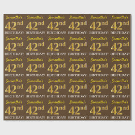 Papel De Regalo Brown, Imitation Gold Look "42nd BIRTHDAY"