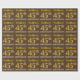Papel De Regalo Brown, Imitation Gold Look "45th BIRTHDAY"