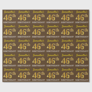 Papel De Regalo Brown, Imitation Gold Look "46th BIRTHDAY"