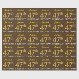 Papel De Regalo Brown, Imitation Gold Look "47th BIRTHDAY"
