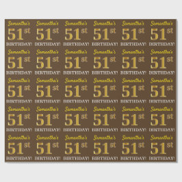 Papel De Regalo Brown, Imitation Gold Look "51st BIRTHDAY"
