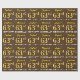 Papel De Regalo Brown, Imitation Gold Look "63rd BIRTHDAY"