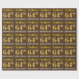 Papel De Regalo Brown, Imitation Gold Look "64th BIRTHDAY"