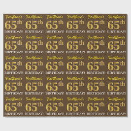 Papel De Regalo Brown, Imitation Gold Look "65th BIRTHDAY"