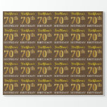 Papel De Regalo Brown, Imitation Gold Look "70th BIRTHDAY"<br><div class="desc">Este diseño de papel envolvente incluye un mensaje como "¡El cumpleaños número 70 de FirstName!", mientras que el "70" tiene un aspecto de color falso/imitación dorado. El nombre se puede personalizar y el fondo es marrón de colores. Tal vez podría usarse cuando se envuelven regalos para el septuagésimo cumpleaños de...</div>