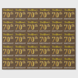 Papel De Regalo Brown, Imitation Gold Look "70th BIRTHDAY"
