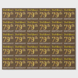 Papel De Regalo Brown, Imitation Gold Look "79th BIRTHDAY"