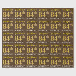 Papel De Regalo Brown, Imitation Gold Look "84th BIRTHDAY"