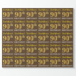 Papel De Regalo Brown, Imitation Gold Look "90th BIRTHDAY"<br><div class="desc">Este diseño de papel envolvente incluye un mensaje como "¡El cumpleaños número 90 del primer nombre!", mientras que el "90" tiene un aspecto de color falso/imitación dorado. El nombre se puede personalizar y el fondo es marrón de colores. Tal vez podría usarse cuando se envuelven regalos para el cumpleaños número...</div>