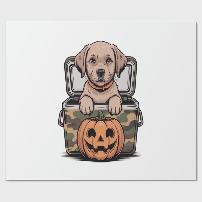 Papel De Regalo Brown Lab Dog Halloween Spooky (Superficie plana)