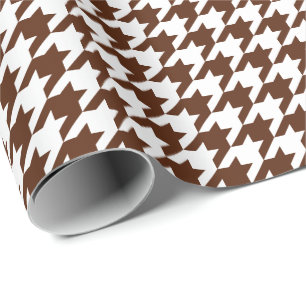 Papel De Regalo Brown medio y Houndstooth blanco