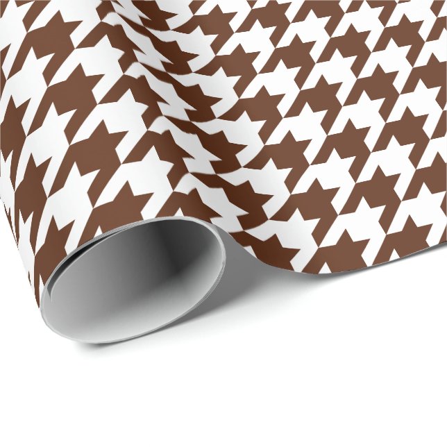 Papel De Regalo Brown medio y Houndstooth blanco (Esquina del rollo)
