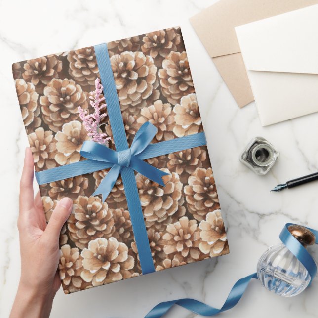 Papel De Regalo Brown Pine Cones Birthday (Regalar)