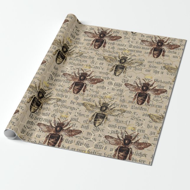 Papel De Regalo Brown Queen Bee (Desenrollado)