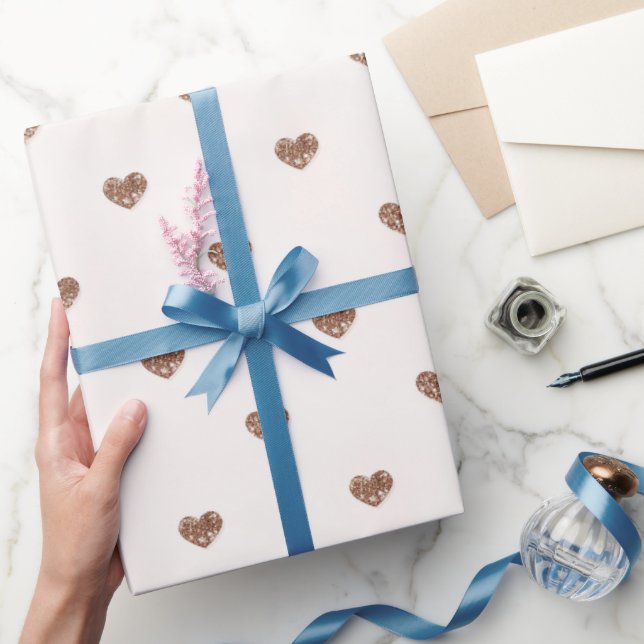 Papel De Regalo Brown Sugar Glitter Hearts Love Valentine's (Regalar)